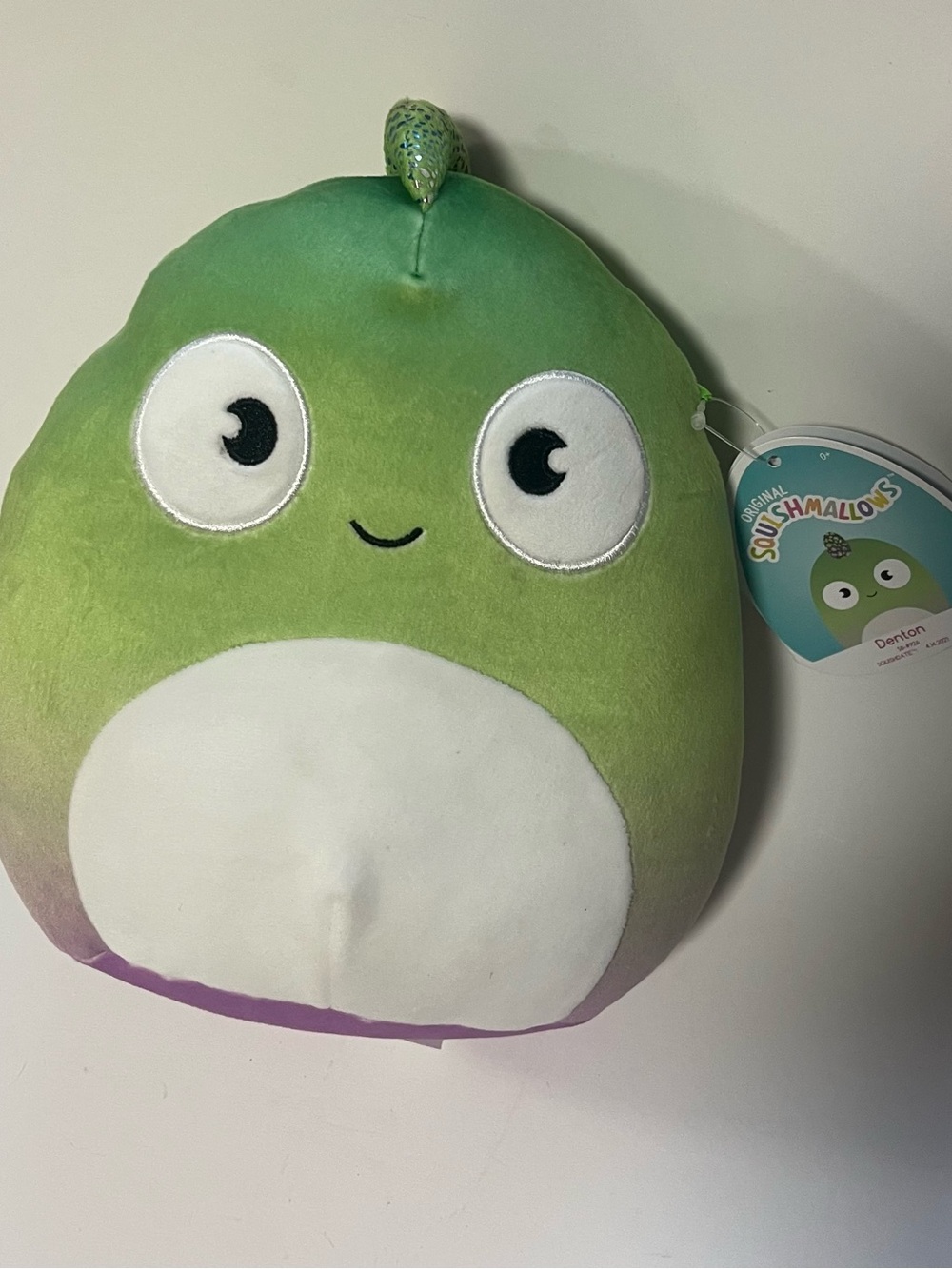 Squishmallows Green and White Denton Plush with Purple shiny accents stuffed toy